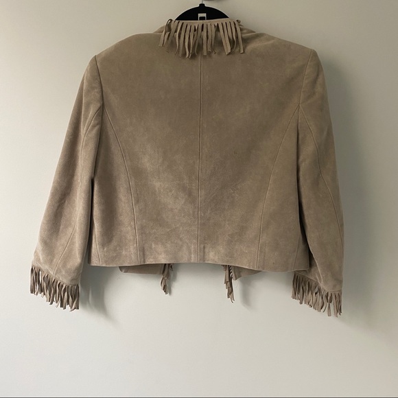 Calvin Klein Gray Fringe Suede Jacket - Picture 2 of 7